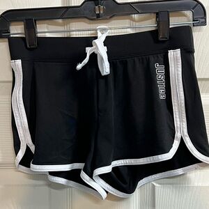 Justice Girls Black Active Graphic Logo Shorts - Size 10 - VGUC